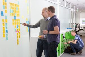 Using post it notes on a whiteboard