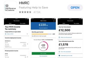 A screen shot of the HMRC mobile app on the AppStore