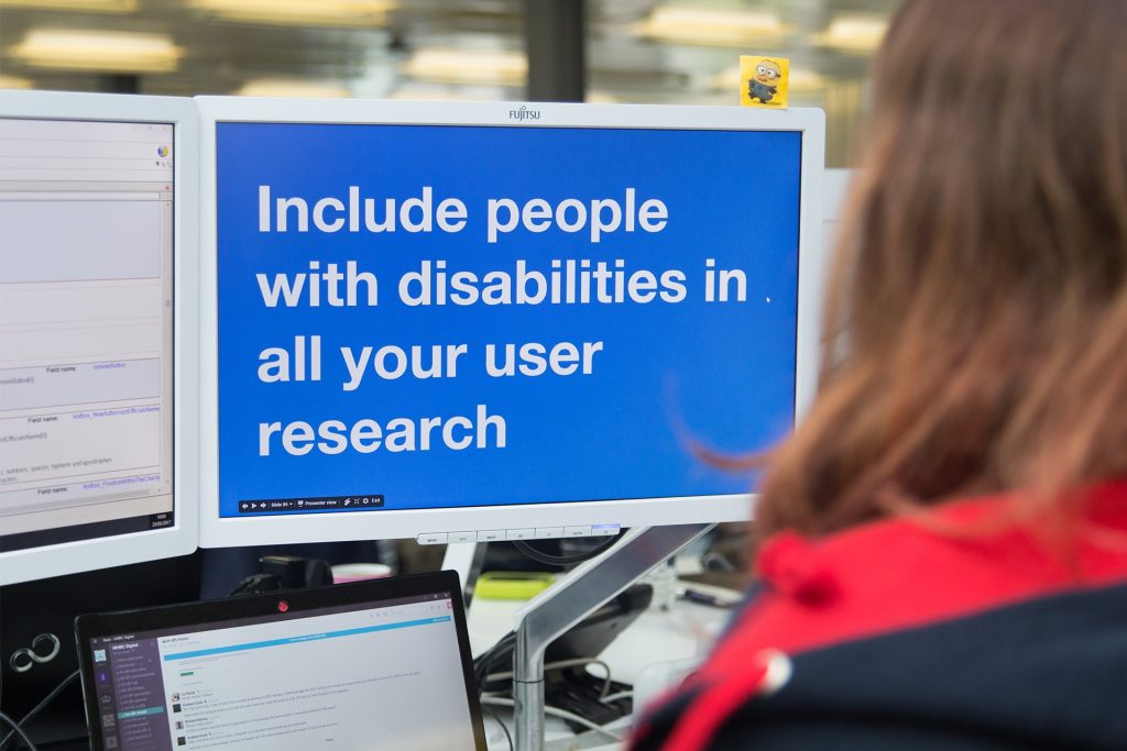 Screen with the words include people with disabilities in all your user research