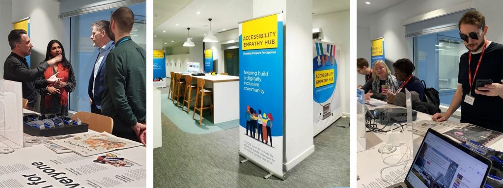 Montage of pictures from the launch of the HMRC Accessibility Empathy Hub