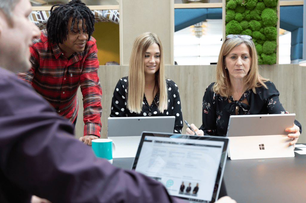 people working as a team 