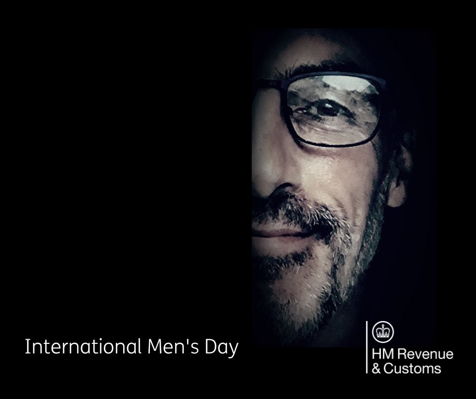 Julian Swainbank: International Men's Day image. HMRC logo on bottom right corner